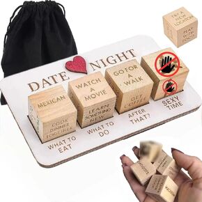 Date Night Dice After Dark Edition,Wooden Board Game for Couple,Decision Dice, for Him & Her,Funny Wedding Gifts, Valentine's Day Anniversary Couple Games Gifts