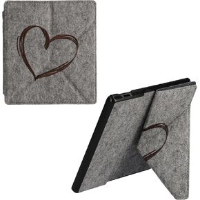 Felt Origami Case Compatible with Amazon Kindle Oasis 10. Generation - Case Cover Stand - Brushed Heart Dark Brown