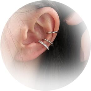 Ear Cuffs for Women Non Piercing Minimalist Fake Helix Earcuff Cartilage Earring Cubic Zircon Hoop Clip On Cartilage Helix Wrap Ear Jewelry Set