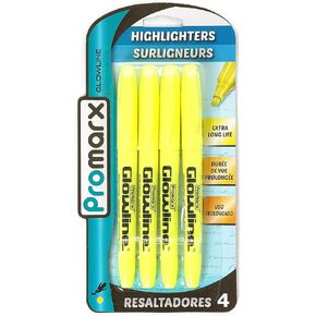 Promarx Glowline Pocket Highlighter Sticks, Yellow, 4 Count