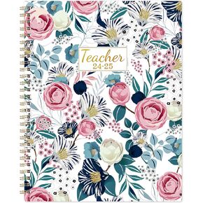Teacher Planner 2025-2026 - 2025-2026 Weekly & Monthly Lesson Plan Book with Colorful Tabs, July 2025 - June 2026, 8.3" x 11", Academic Planner 2025-2026 with Twin-Wire Binding and Quotes for Teachers - Petunia