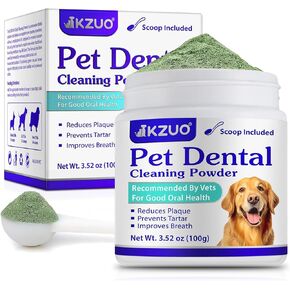 Dog Dental Powder - Dog Teeth Cleaning Powder - Dog Dental Care - Targets Tartar & Reduces Plaque & Bad Breath - Teeth Cleaning Made Easy Eliminate - Formulated for Small, Medium, Large Dogs