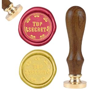 SUPERFINDINGS Top Secret Pattern Brass Wax Seal Stamp and Wood Handle Sets Astronaut Sealing Wax Stamps Retro Wood Stamp Wax Seal for Cards Envelopes, Invitations, Wine Packages