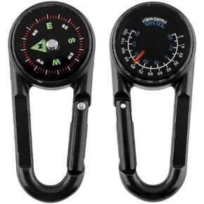 Snowmanna NIEGIENNA-1PC Mini Compass Carabiner Clip 3 in 1 Guiding Thermometer Keyring Keychains for Outdoor Hiking Camping Climbing Hunting Travelling