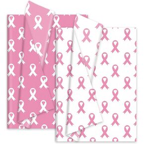 Whaline 100Pcs Pink Ribbon Tissue Paper Breast Cancer Awareness Wrapping Paper Pink Packaging Paper DIY Art Craft Paper for Charity Home Birthday Baby Shower Party Gift Decor, 14 x 20 Inch