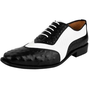 Mens Prom Shoes - Mens Oxford Burnished Toe Lace Up Genuine Leather Dress Shoes