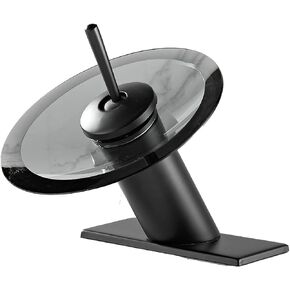 Bathroom Faucet Black Glass Waterfall Spout Single Handle 360° Swivel Solid Brass Bath Basin Lavatory Sink Vanity Faucet One or 3 Hole Commercial with Deck Plate
