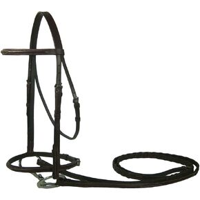Everyday Raised Fancy Stitched Leather English Schooling Bridle with Laced Reins - Havana Mini