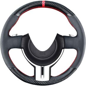 DIY Stitching Carbon Fiber Steering Wheel Cover for Toyota 86 / Scion FR-S 2013-2016 / Subaru BRZ 2013 2014 2015 2016 15 inches Leather Interior Accessories (Carbon Fiber+Leather)