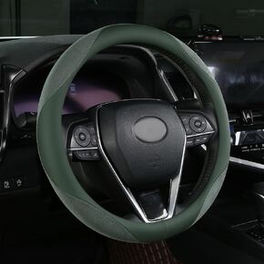 Green Suede Leather Steering Wheel Cover Universal 15 inch