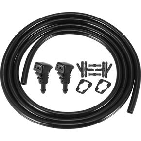 ACROPIX Front Windshield Wiper Nozzles Kit for Chrysler Aspen Sebring with Gaskets 2 Meter Fluid Hose - Pack of 9 Black