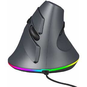 YOCUNKER USB Wired Vertical Mouse 11 RGB Backlight 7200 DPI Adjustable Ergonomic Optical Mouse 6 Buttons, Reduce Wrist Strain, Compatible with MacBook/PC/Laptop/Desktop/Windows/Mac OS (Black)