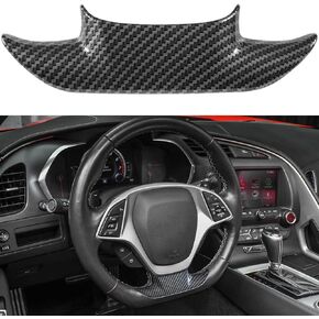 Carbon Fiber Look Steering Wheel Cover Molding Cover Trim For Chevrolet Corvette C7 Z06 Z51 ZR1 Stingray Grand Sport 2014 2015 2016 2017 2018 2019 Interior Accessories Small One (Black)