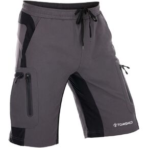 TOMSHOO Mountain Bike Shorts, MTB Cycling Riding Biker Casual Shorts with Zipper Pockets, Quick-Drying Breathable Material
