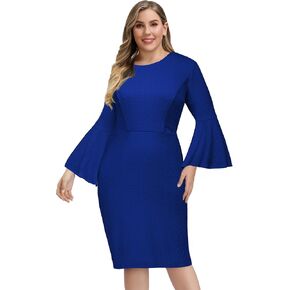 Hanna Nikole Women Plus Size Ruffle Bell Sleeve Flounce Cocktail Pencil Dress in Saudi Arabia