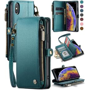 Defencase for iPhone Xs/X Wallet Case with RFID Block Card Holder, Purple in Saudi Arabia