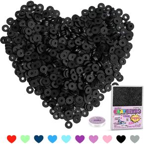 Gionlion 4000 Pcs Black Clay Beads Bracelet Making kit,6mm Polymer Heishi Beads for Jewelry Making,Preppy Aesthetic Flat Beads for Bracelets Necklace Jewelry Making,DIY Crafts Gifts for Girls Kids