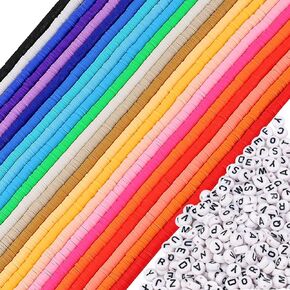 9120 Pcs 24 Strands Clay Beads,Polymer Clay Heishi Beads Disc Flat Beads for Bracelets Jewelry Making Kit Round Handmade Loose Spacer Bead,24 Colors 6mm