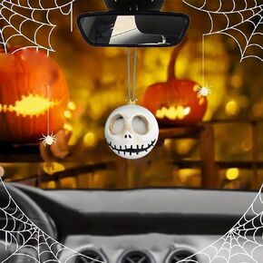 Skull Decor Car Rear View Mirror Hanging Accessories Skeleton Goth Pumpkin Ornament Swinging Interior Decoration Ghost Gift Black