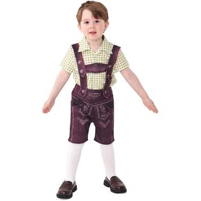 Oktoberfest Costume Bavarian Toddler Kids Uniform Lederhosen Shorts with Shirt and Hat