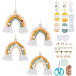 freebloss 4 مجموعة macrame قوس قزح عدة diy macrame سيارة معلقة عباد الشمس والنحل نمط macrame قوس قزح زخرفة macrame مجموعات للبالغين المبتدئين حقيبة سحر