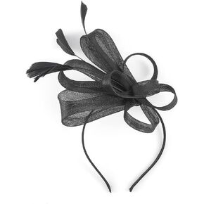 Urieo Flower Fascinator Hat Tea Party Fascinators with Hair Clip Mesh Feather Headband Black