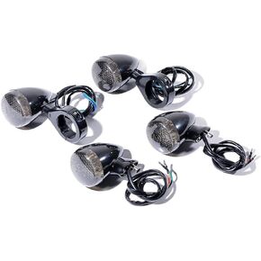 4PCS Smoke Amber Front Rear LED Turn Signal Fog Light Fork Clamp 41mm Compatible with Ducati Honda Harley Kawasaki Suzuki Yamaha