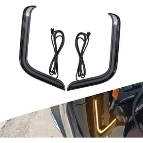 Motorcycle LED Lower Fairing Accent Lights Turn Signal Light Running Light Fit for Harley Touring Electra Glide Street Glide Road Glide Tri Glide 2006-2013 (Black&Grey)