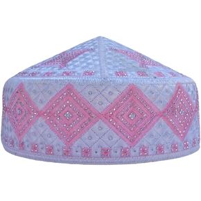 Unisex Kufi Muslim Men Prayer Cap White Stoned Outdoor Headwear Eid Handmade Kufis Namaz Hat