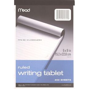 Mead Wide Ruled Writing Tablet, 6 x 9 Inches, 200 Sheets (70610)