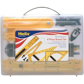 Helix - Magnetic Classroom Whiteboard Geometry 4 Piece Set - Compass - 2 Triangles - Ruler - Protractor