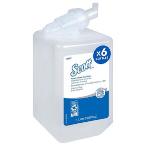 Scott® Foam Hand Sanitizer (12977), Alcohol Free, Clear, Unscented, 1.0 L Cassette for Manual Dispenser, 6 / Case