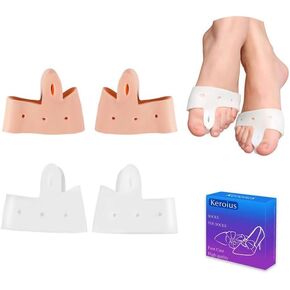 2 Pairs Toe Spacers & Metatarsal,Silicone Ball of Foot Cushions Pads,Gel Toe Separator, Forefoot Pads Relief Foot and Bunion Pain,Plantar Fasciitis,Hammer Toe, Blister Corns
