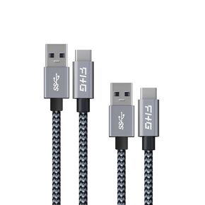 FHG 3.3FT USB 3.0 to USB C Cable 2Pack, High-Speed Transfer of 1GB in 2sec, 3A Fast Charging from 20% to 80% in 35mins, Sturdy Nylon Braided USB Data Cable, Compatible for iPhone 15/Galaxy/Mac/Win