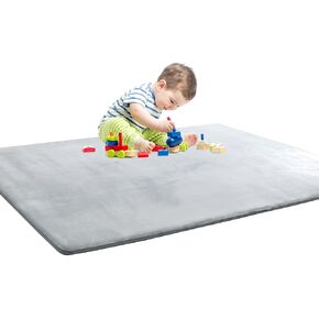 BALAPET Thick Memory Foam 50x50 Play Mat for Playpen, Super Soft Velvet Portable Baby Playpen Mat for Kids Toddler Crawling and Play, Non-Slip Bottom Playmat, Lake Blue