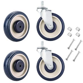 ATPEAM Shopping Cart Caster Wheel | Polyurethane Shopping Cart Wheels with Hardware | 4 Pack 5 inch Wheels for Cart | Shopping Cart Wheels Replacement Kit for Retail Stores (Grey)
