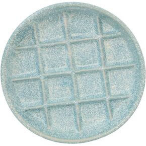 Ceramic Slow Feeder Cat Bowls 6 Inch Shallow Whisker Friendly Cat Food Bowls Grid Cat Dishes Pet Plate for Cat and Puppy, Dishwasher Safe (Blue)
