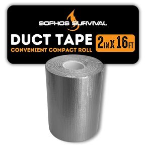 Compact Kit Size Mini Duct Tape [2 in x 16 ft, Silver] for Outdoors, Emergency Preparedness, Gear Repair, Survival Kits, First Aid, Travel, Backpacking, Vehicle, Pocket Size, Small Roll