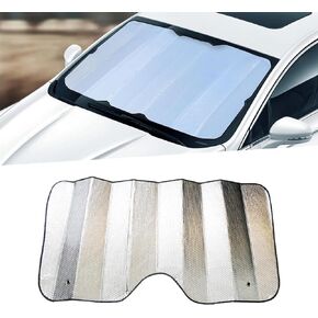 Pack-1 Car Windshield Cover, 55.1 Inches x 27.5 Inches Sun Shade, Universal Automobile Supplies, for Most Cars, Trucks and Vans (Silver)