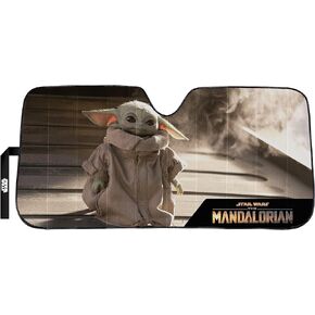 Plasticolor 003960W01 Star Wars Baby Yoda Accordion Sunshade for Car Truck SUV The Child Arrived, Silver