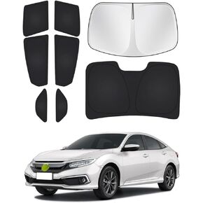 Windshield Sun Shade for Honda Civic 10th Gen 2016-2021 (NOT for Hatchback) Side Rear Window Shade Cover Set Full Window Sun Visor Blocker Privacy Cover Keep Vehicle Cool Black 8PCS