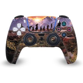 تصميمات حافظة الرأس مرخصة رسميًا من LOTR The Fellowship of the Ring Map of the Middle Earth Graphic Art Vinyl Faceplate Gaming Skin مائي متوافق مع وحدة تحكم Sony Playstation 5 PS5 DualSense
