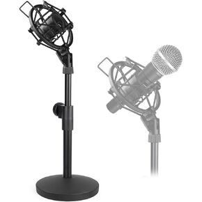 حامل ميكروفون مكتبي، حامل ميكروفون طاولة قابل للتعديل مع حامل حامل للصدمات لميكروفون Shure SM58-LC SM57-LC الديناميكي القلبي من Frgyee in Kuwait