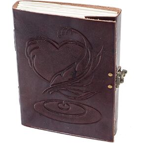 ANUENT Leather Journal Notebook Diary Vintage Heart Embossed Scrap Book Drawing Book Personal Diary in Kuwait