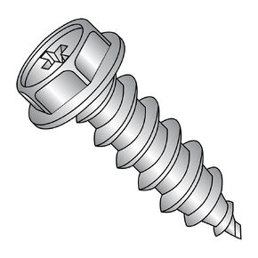 18-8 Stainless Steel Sheet Metal Screw, Plain Finish, Hex Washer Head, Phillips Drive, Type A, #10-12 Thread Size, 1/2" Length (Pack of 25)