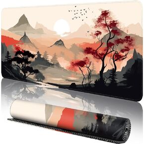 Black Topographic Contour Large Gaming Mouse Pad for Desk,XL Big Mouse Pad Gaming Desk Mat,Mousepad Desk Pad With Non-Slip Base and Stitched Edge,Keyboard Mouse Mat for Home Office Work,31.5 x 11.8 in