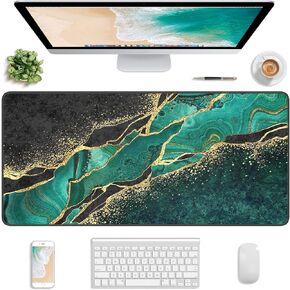 Extended Gaming Mouse Pad, XXL Large Mouse Mat 30 x 14 Inch, Big Computer Keyboard Mousepad, Waterproof Desk Pad with Stitched Edges and Non-Slip Base for Office Gaming, Black Cracked Marble