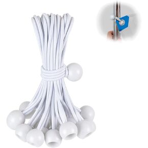 Tarp Bungee with Balls 4 Inch,30 PCS White Tarp Bungee Ball Cords Heavy Duty Canopy Tie Down Cords for Tarp,Camping, Shelter,Shade Cloth,Cargo,Projector Screen,Tent Poles with UV Resistant