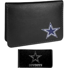 محفظة Siskiyou Sports NFL Dallas Cowboys Weekend ثنائية الطي ومشبك نقود أسود، أسود، مقاس واحد