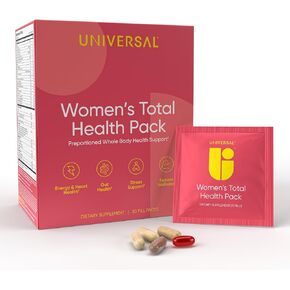 Women's Total Health Pack Daily Multivitamin Supplement, Energy, Stress & UT Support, Krill Oil, 22 Key Vitamins & Minerals, Iron, Biotin, Zinc, Selenium, Astaxanthin, Calcium (30 Pack)